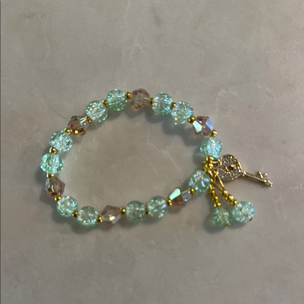 Gold and Green Beaded Bracelet